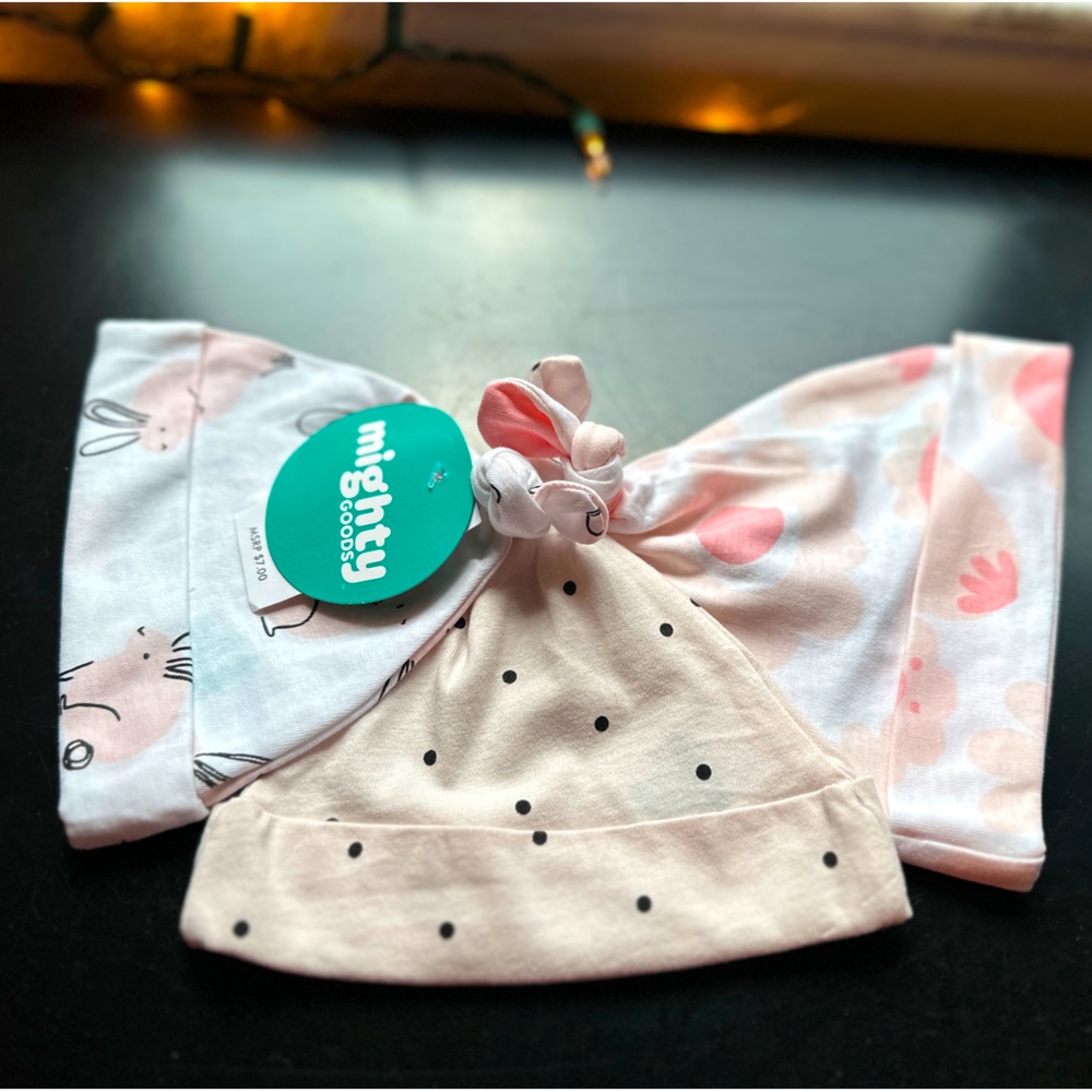 Mighty Goods 3 Pack Preemie Baby Girl Infant Knotted Hats Caps